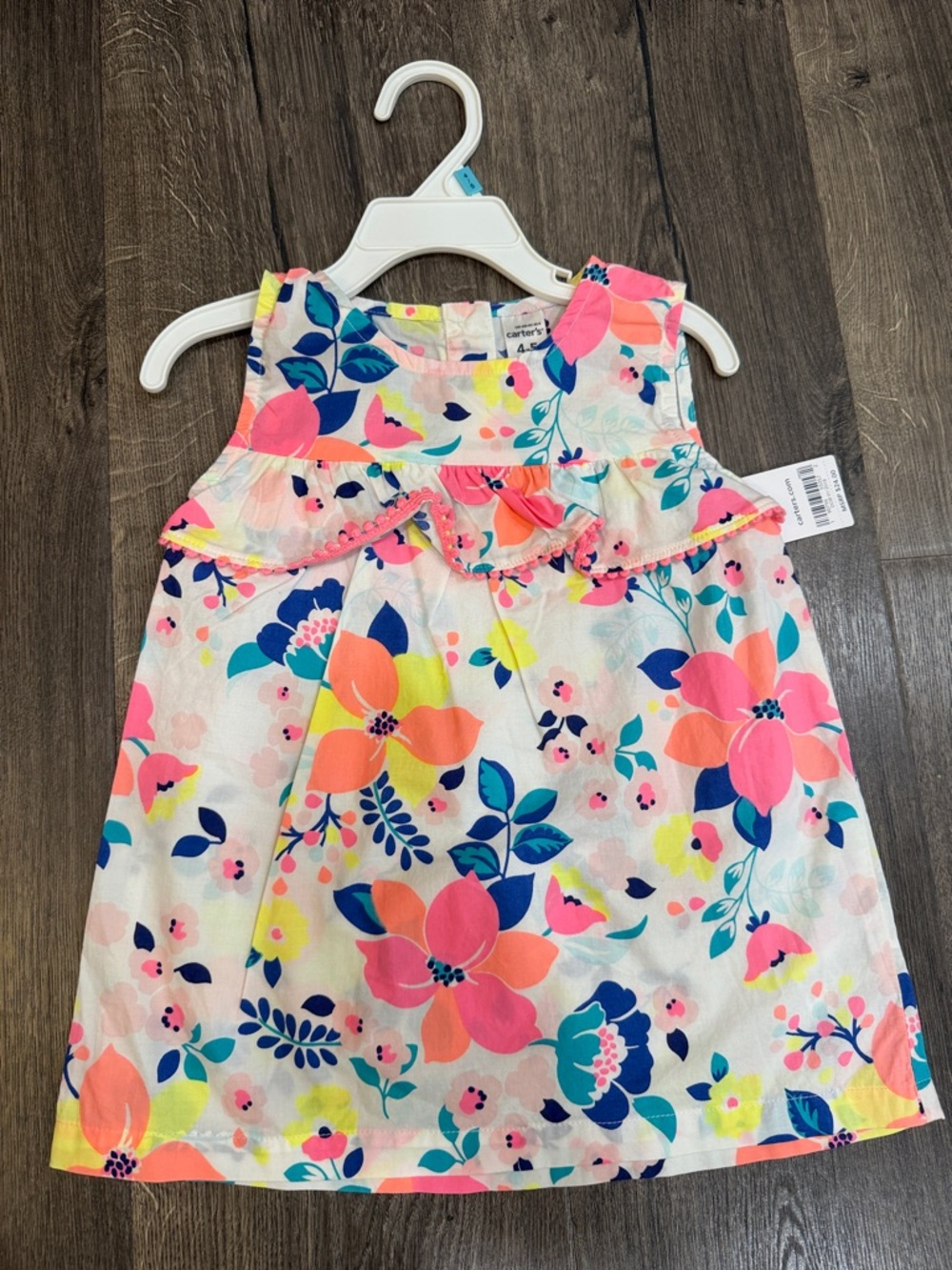 Carter's Neon Floral Ruffle-Front Summer Dress
